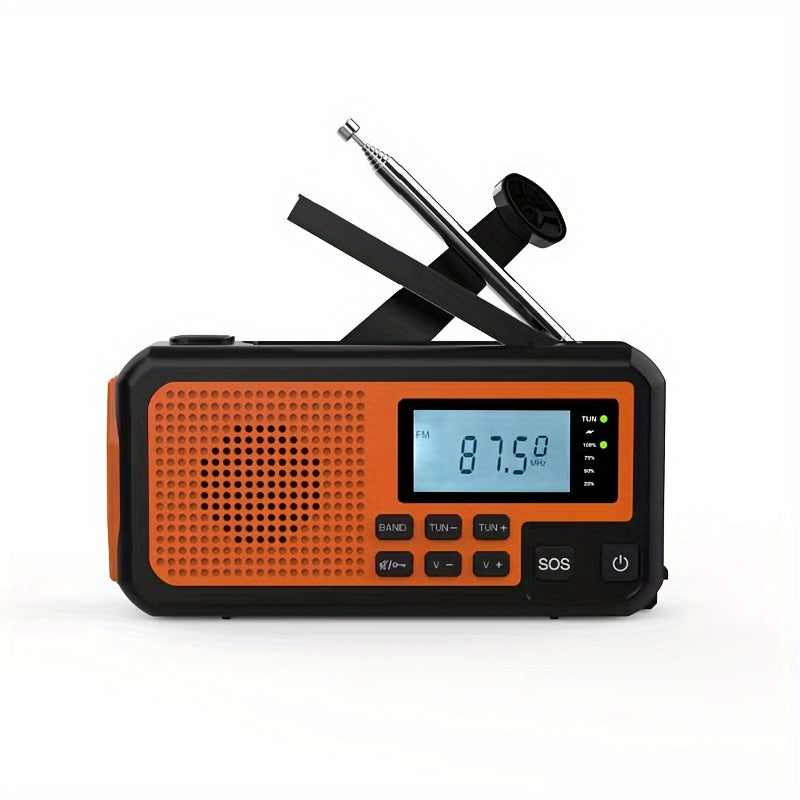 Sayin Noodradio – 4000mAh AM/FM Solar & USB Radio met Zaklamp, Leeslicht & Handmatige Oplading