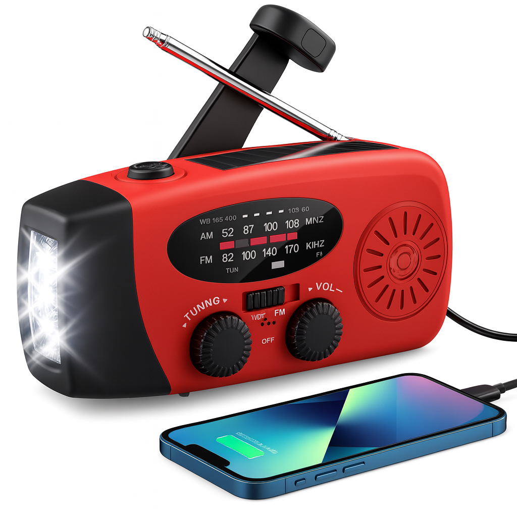 Noodradio met Zaklamp en Powerbank (2025 Model)