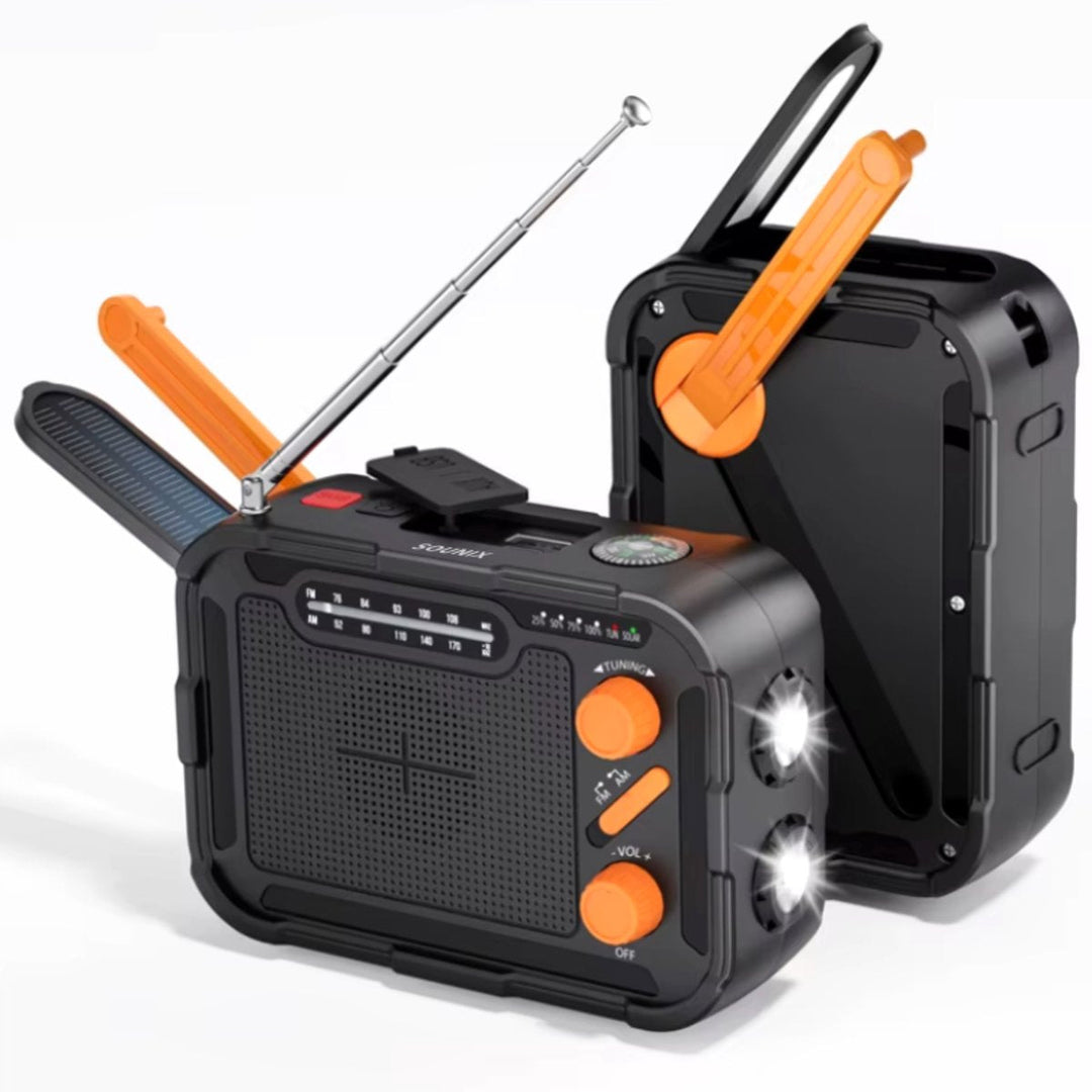 Premium Noodradio met zaklamp, handslinger, solar laden 4000mah